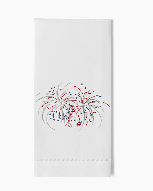 Photo of the Happy 4th Fireworks Hand Towel ensemble.