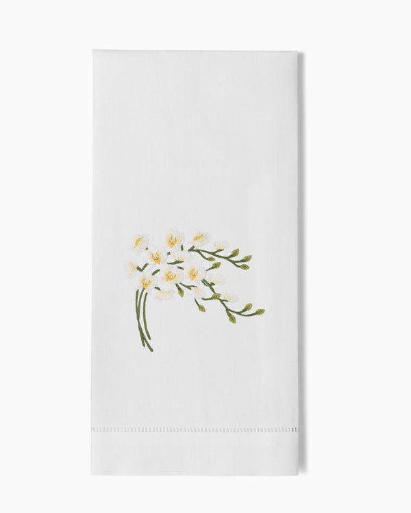 Photo of the Orchid Spray White Hand Towel ensemble.