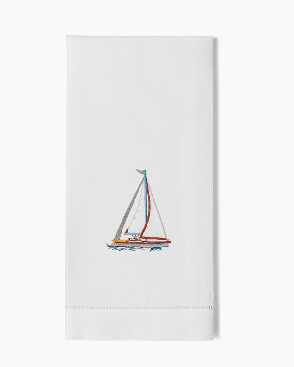 Photo of the Sailboat Modern Hand Towel ensemble.