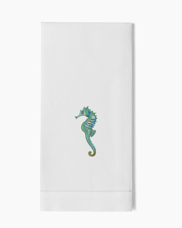 Photo of the Seahorse Aqua Hand Towel ensemble.