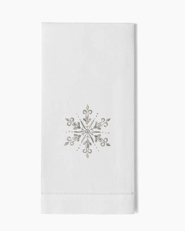 Photo of the Snowflake Silver Hand Towel ensemble.