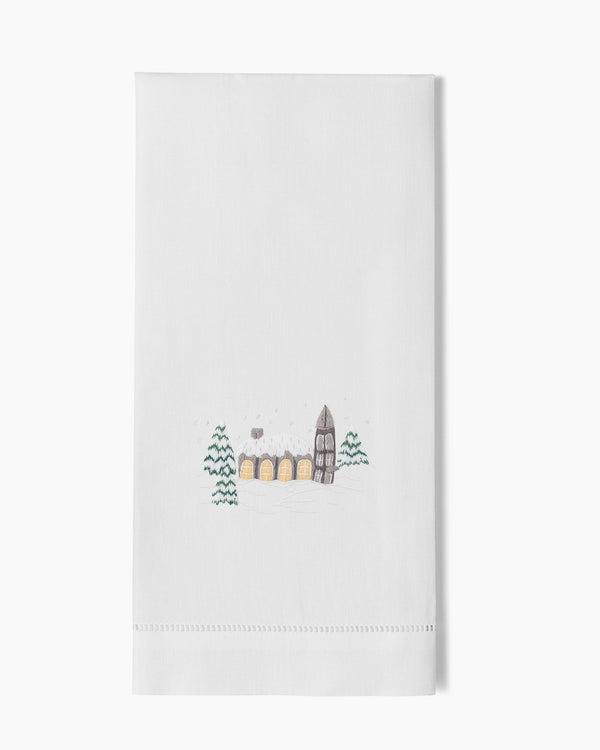 Photo of the Snowy Chapel Hand Towel ensemble.