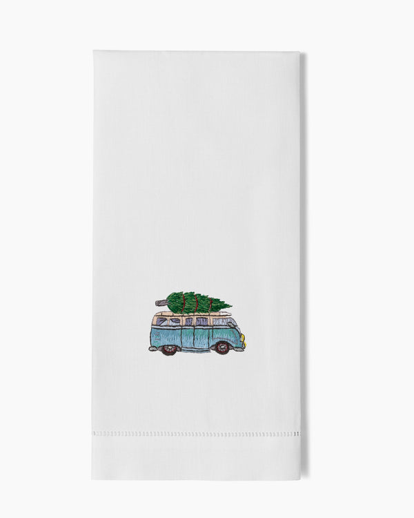Photo of the VW Bus Tree Hand Towel ensemble.