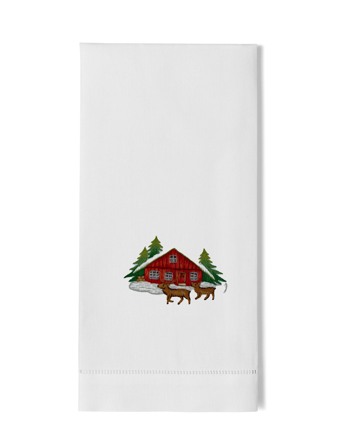 Red Cabin Deer Hand Towel