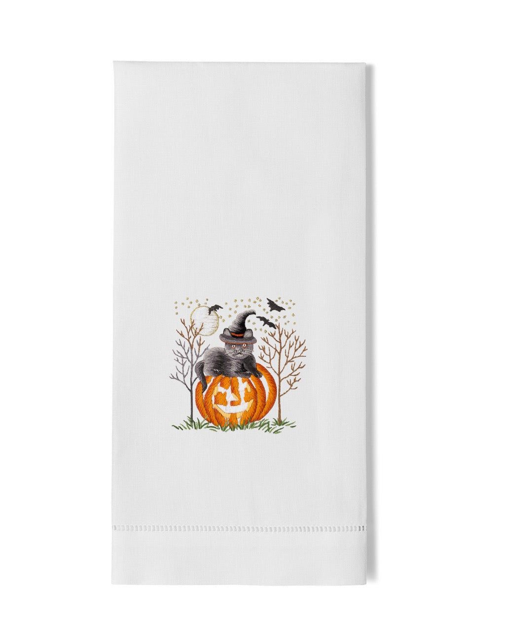 Image Of Henry Handwork Cat-O-Lantern hand towel .