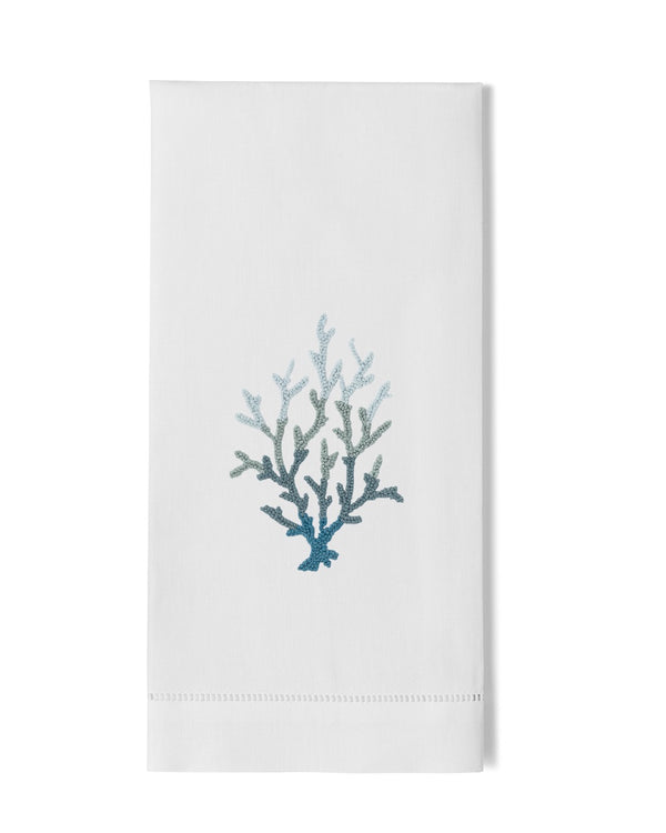 Photo of the Coral Knot Blue | Guest Towel ensemble.