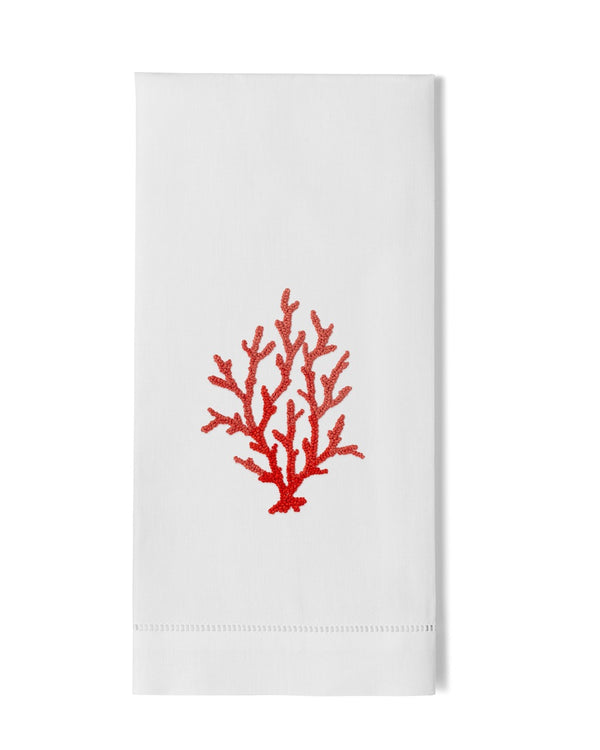 Photo of the Coral Knot Red | Guest Towel ensemble.