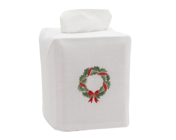 Photo of the Holly Ribbon Wreath | Tissue Box Cover ensemble.