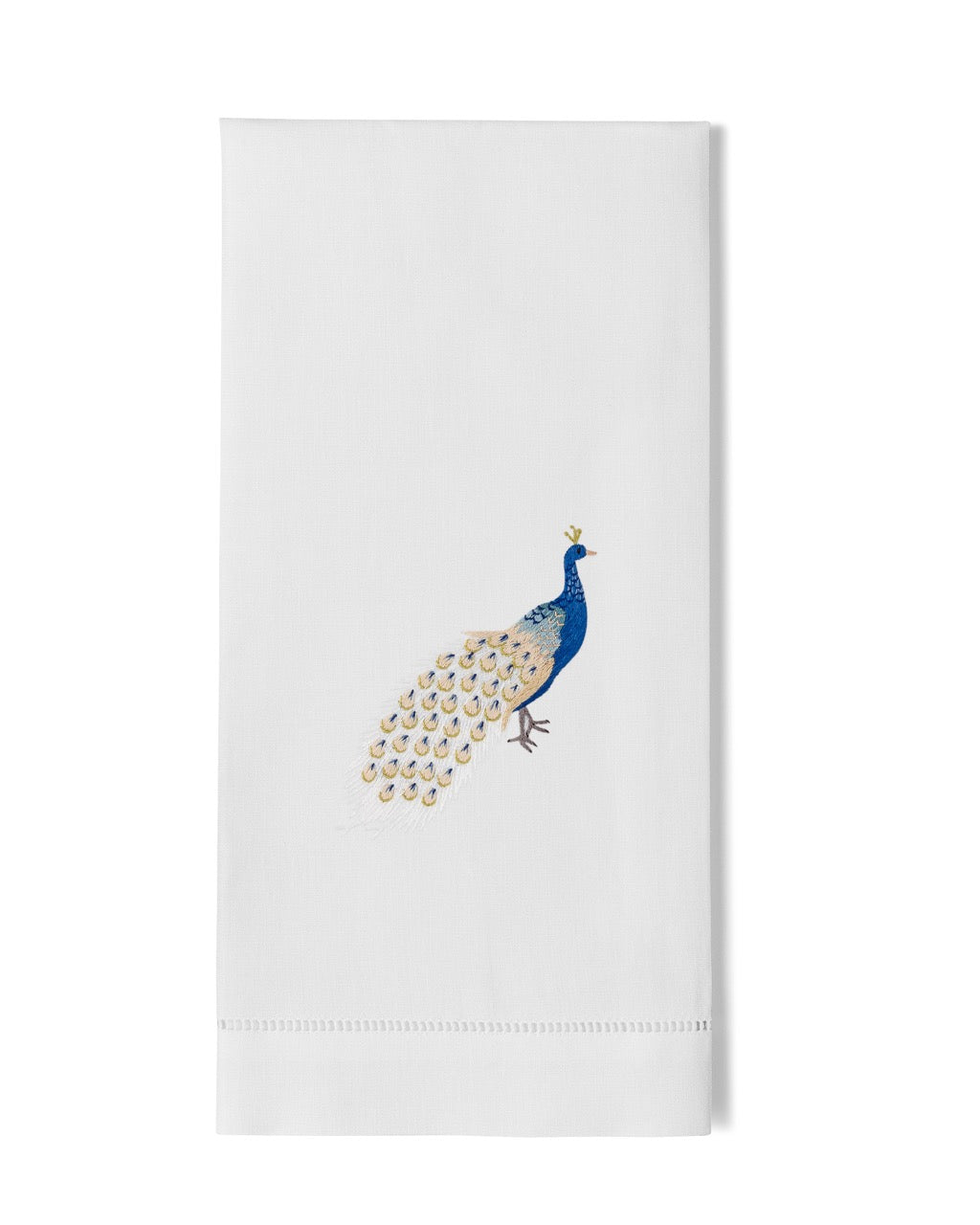 Image Of Henry Handwork Peacock Blue hand towel.