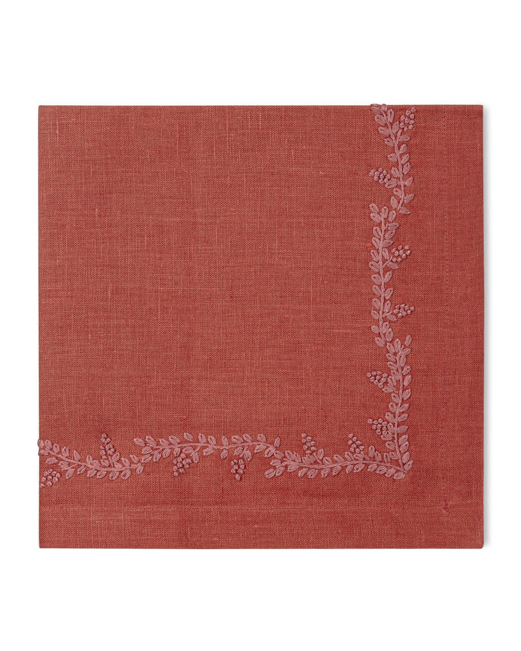 Image of Henry Handwork Prism Vine napkin in color BRICK.