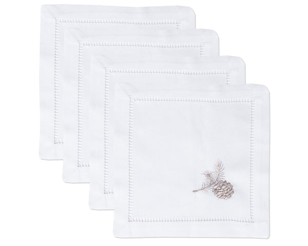 Photo of the Pinecone Silver | Cocktail Napkins, Set of 4 ensemble.