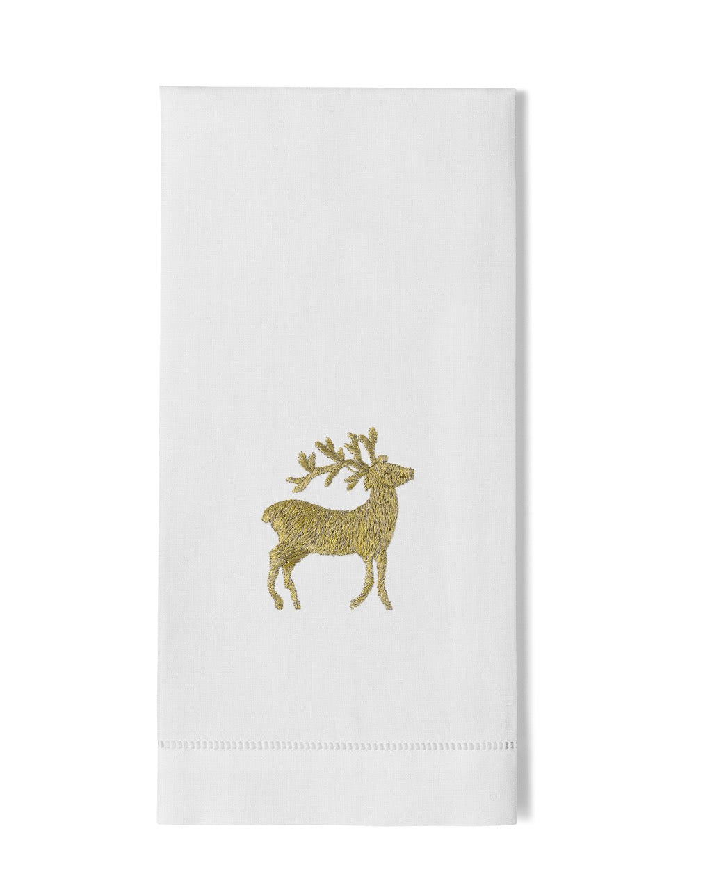 Image Of Henry Handwork Reindeer Gold hand towel.