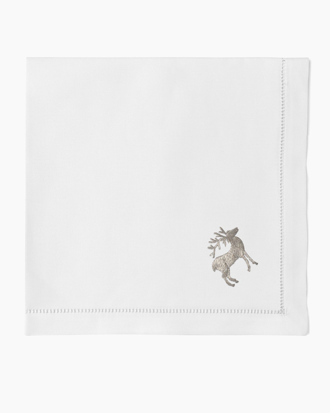 Image of Henry Handwork Reindeer SILVER Napkin