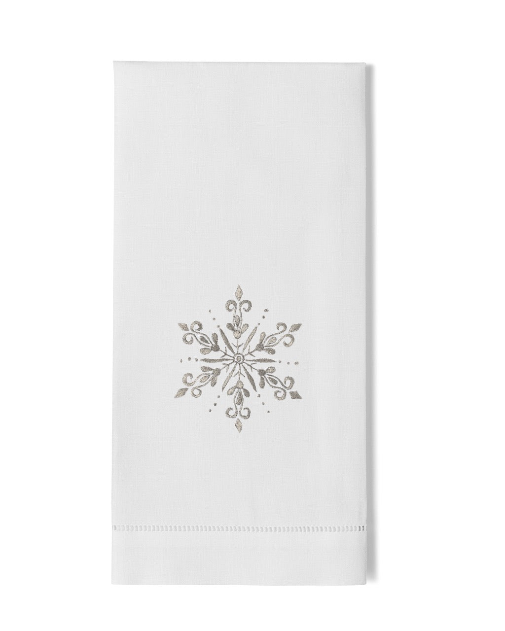 Image Of Henry Handwork Silver Snowflake hand towel.