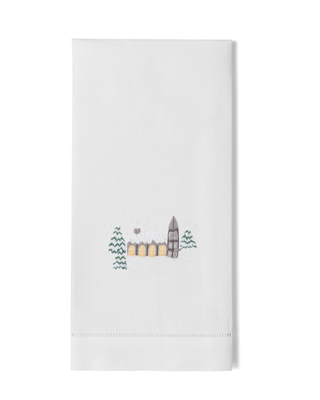 Image Of Henry Handwork Snowy Chapel hand towel.