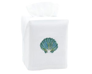Photo of the Shell Scallop Teal | Tissue Box Cover ensemble.