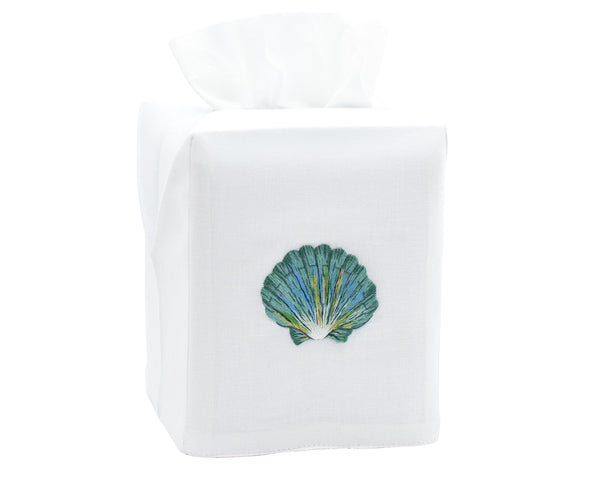 Photo of the Shell Scallop Teal | Tissue Box Cover ensemble.