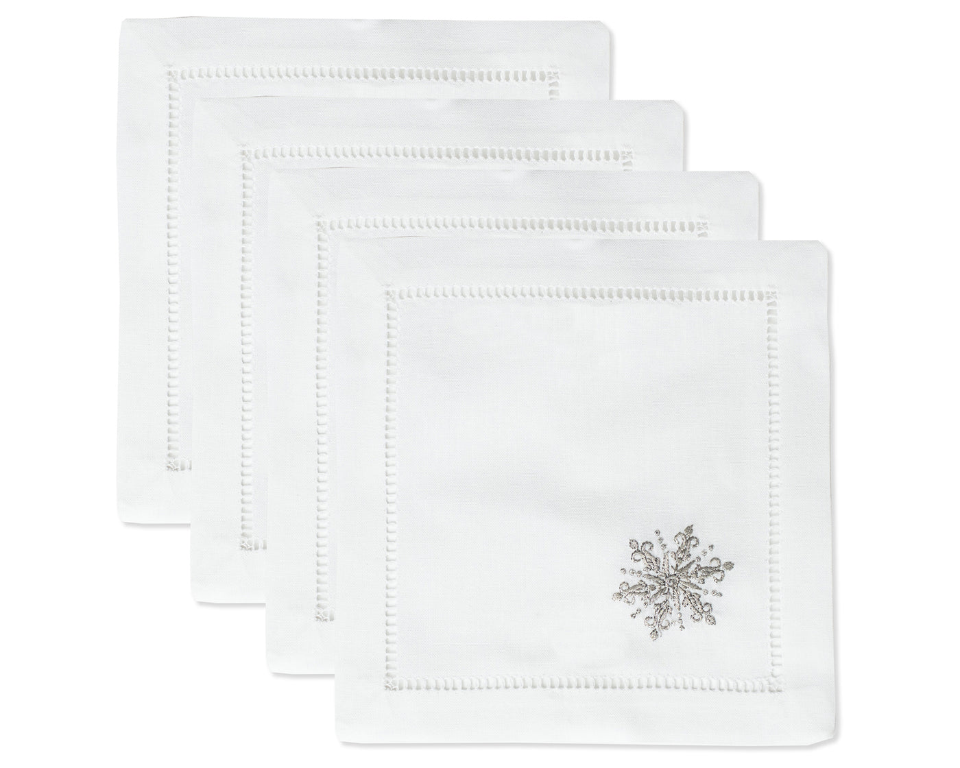 Snowflake Silver | Cocktail Napkins, Set of 4