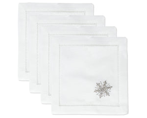 Photo of the Snowflake Silver | Cocktail Napkins, Set of 4 ensemble.