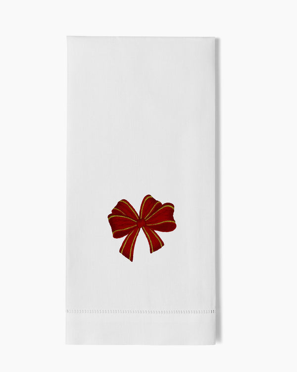 Photo of the Holiday Red Bow Hand Towel ensemble.