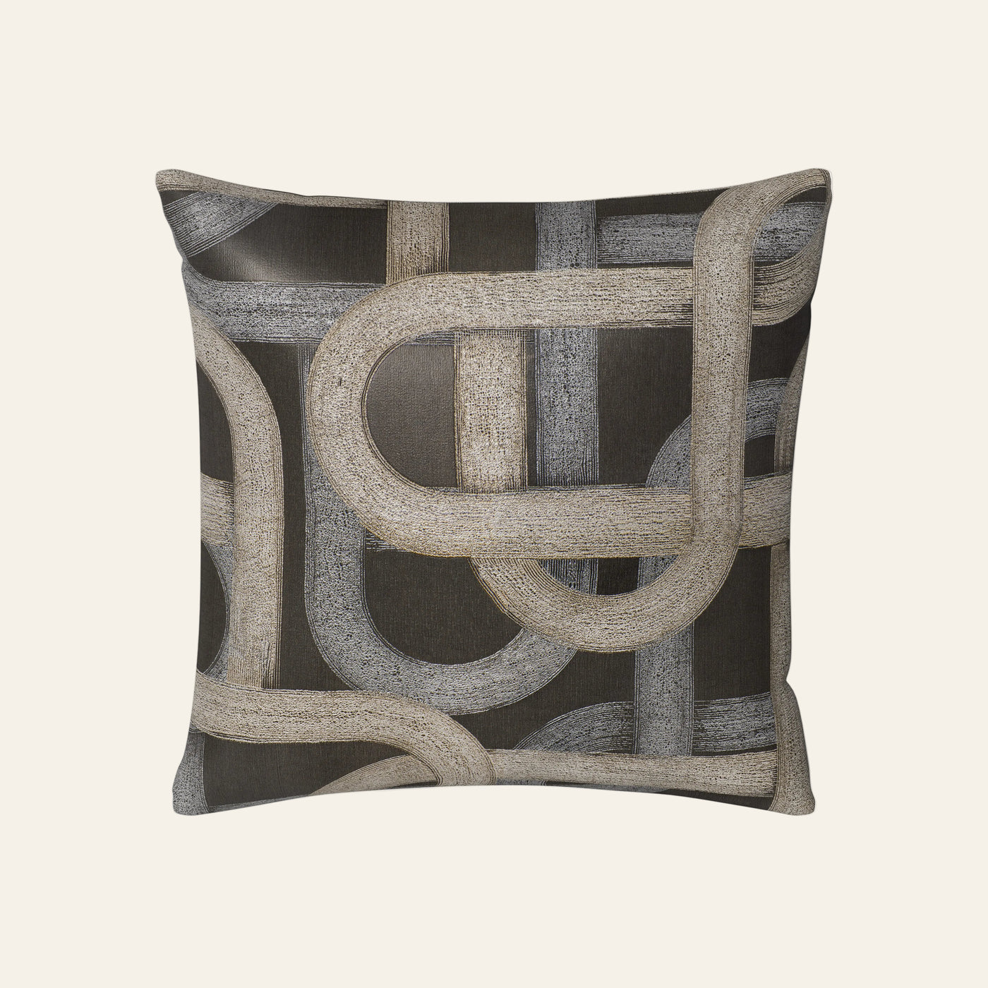 Ann Gish Interchange sham in charcoal with interlocking loop jacquard pattern.