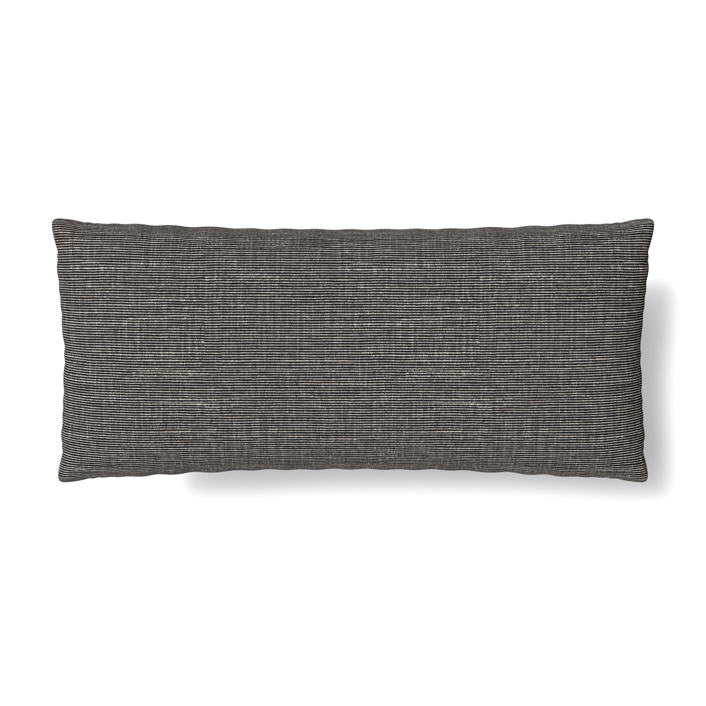 Ann Gish Isla lumbar pillow in charcoal, showing textured woven fabric surface.