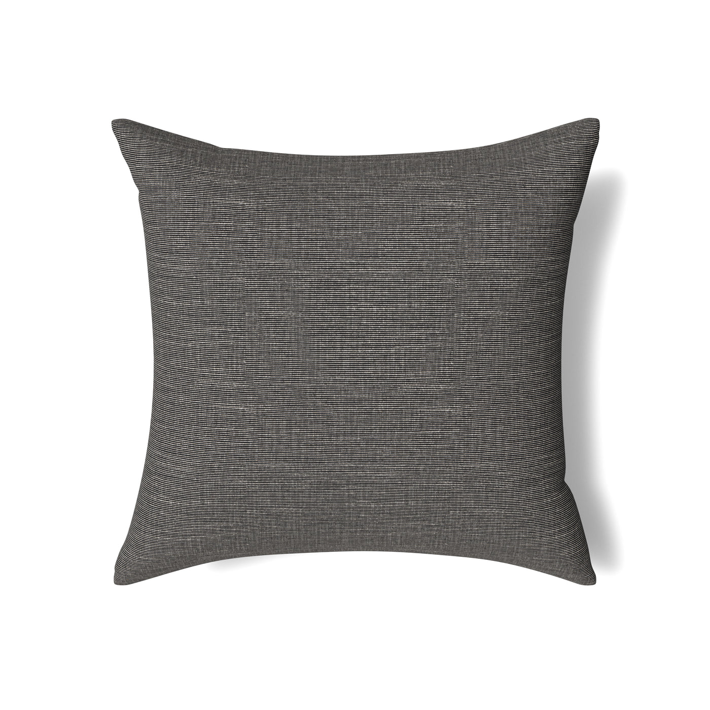 Close-up of Ann Gish Isla pillow in charcoal, showing woven linen-like texture.