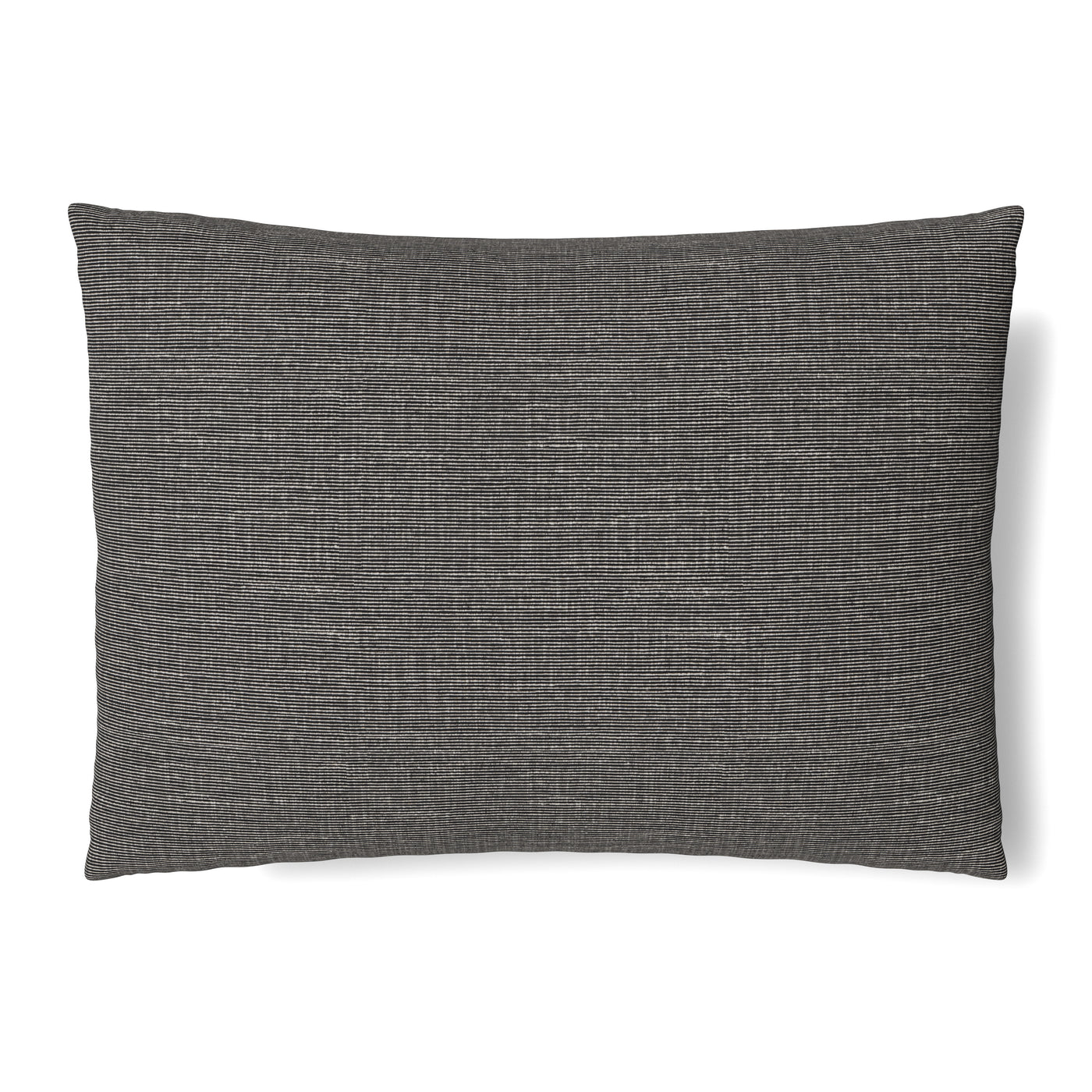 Charcoal woven linen-texture sham shown flat, revealing subtle flecked weave detail.