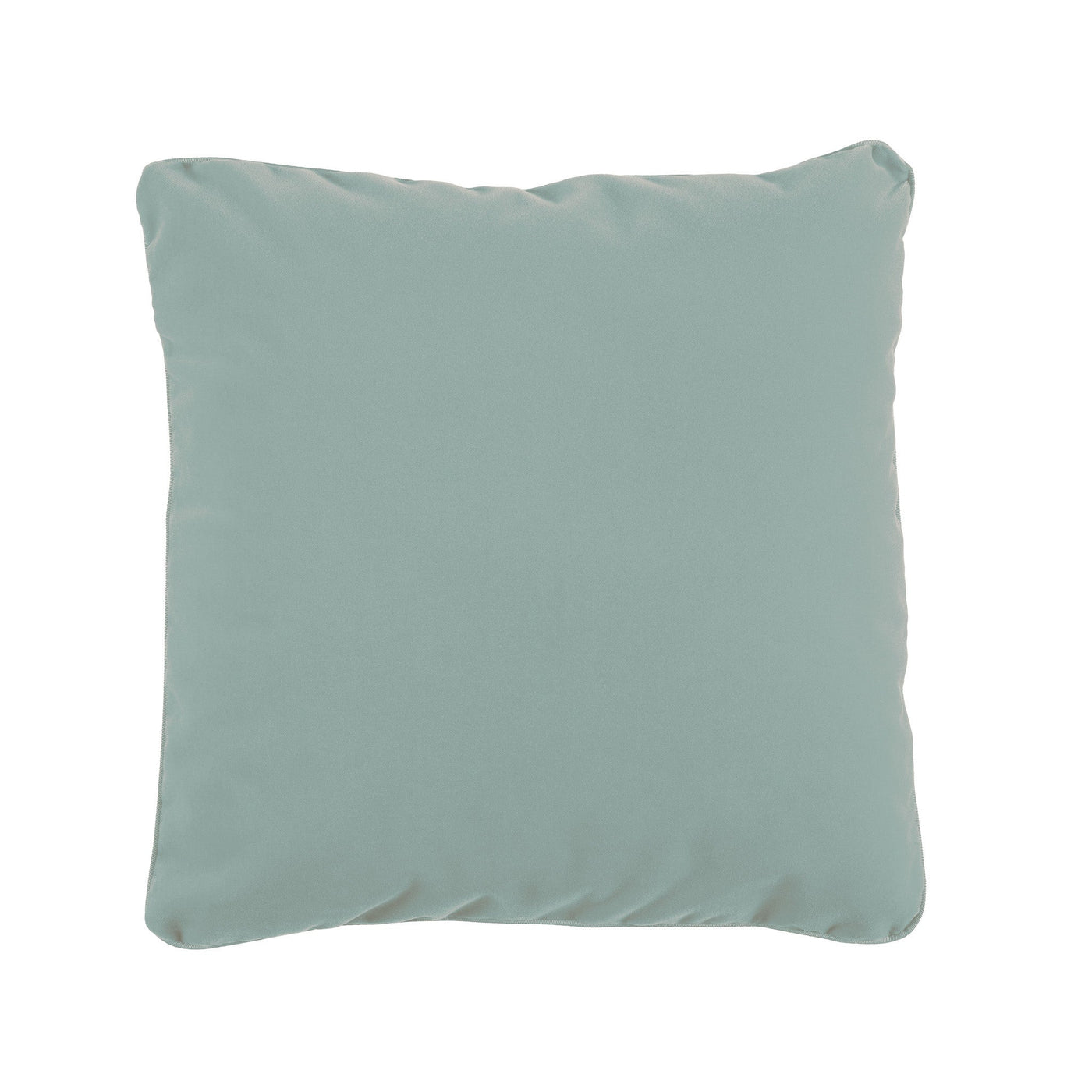 A solid blue decorative pillow.