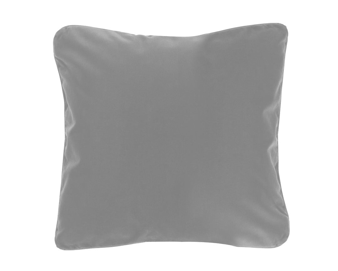 A solid blue decorative pillow.