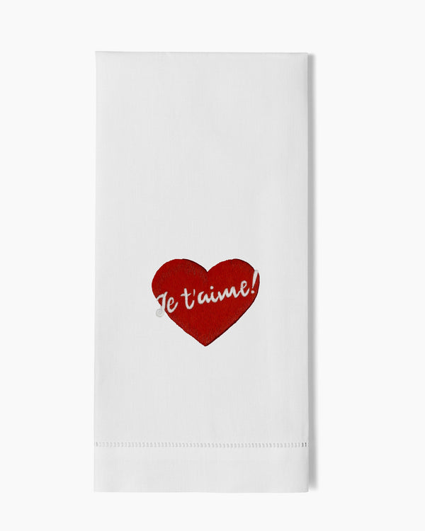 Photo of the Je T'Aime Hand Towel ensemble.