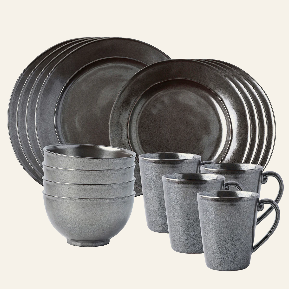 Pewter Stoneware | Complete Place Setting