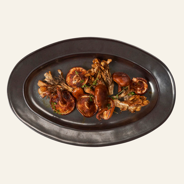 Photo of the Pewter Stoneware | Oval Platter ensemble.