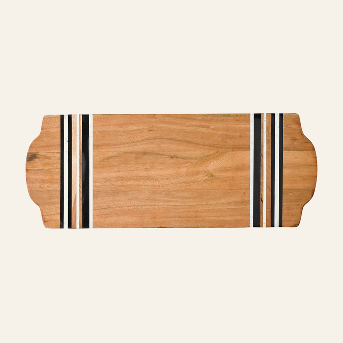 Photo of the Stonewood Stripe | Serving Board ensemble.