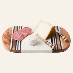 Photo of the Stonewood Stripe | Serving Board + Spreader Set ensemble.