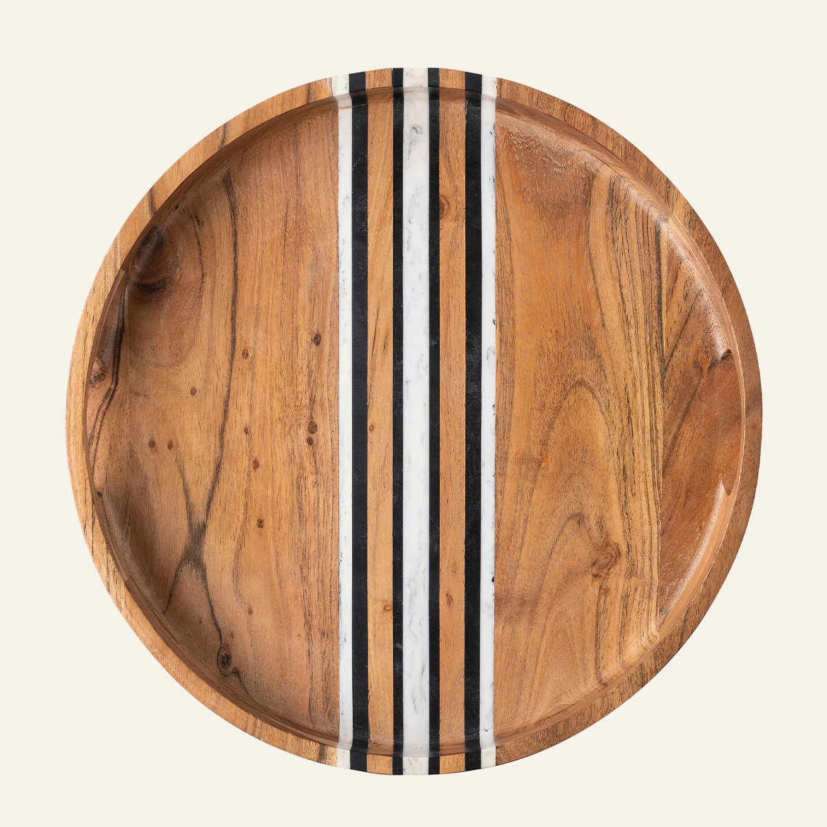 Stonewood Stripe | Round Serving Tray