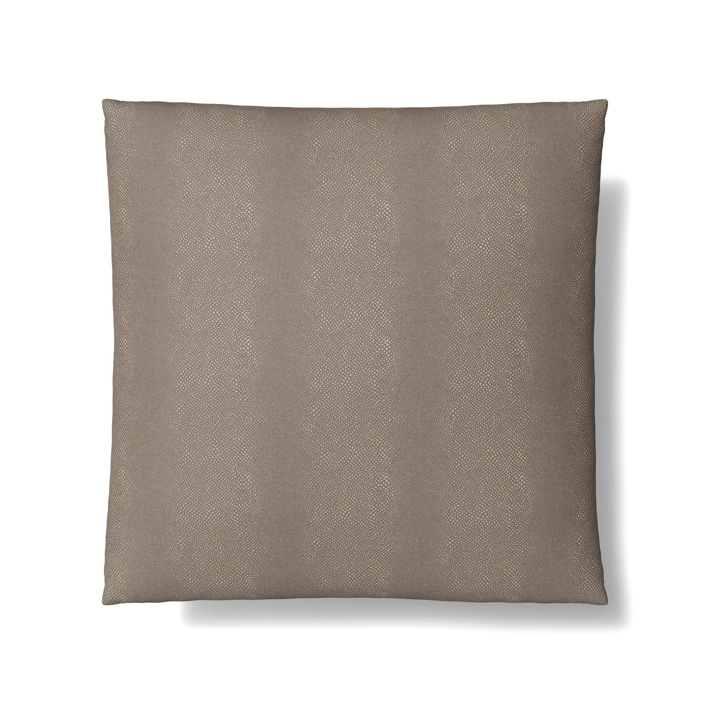 Ann Gish Komodo pillow in taupe with subtle textured jacquard weave, front view.