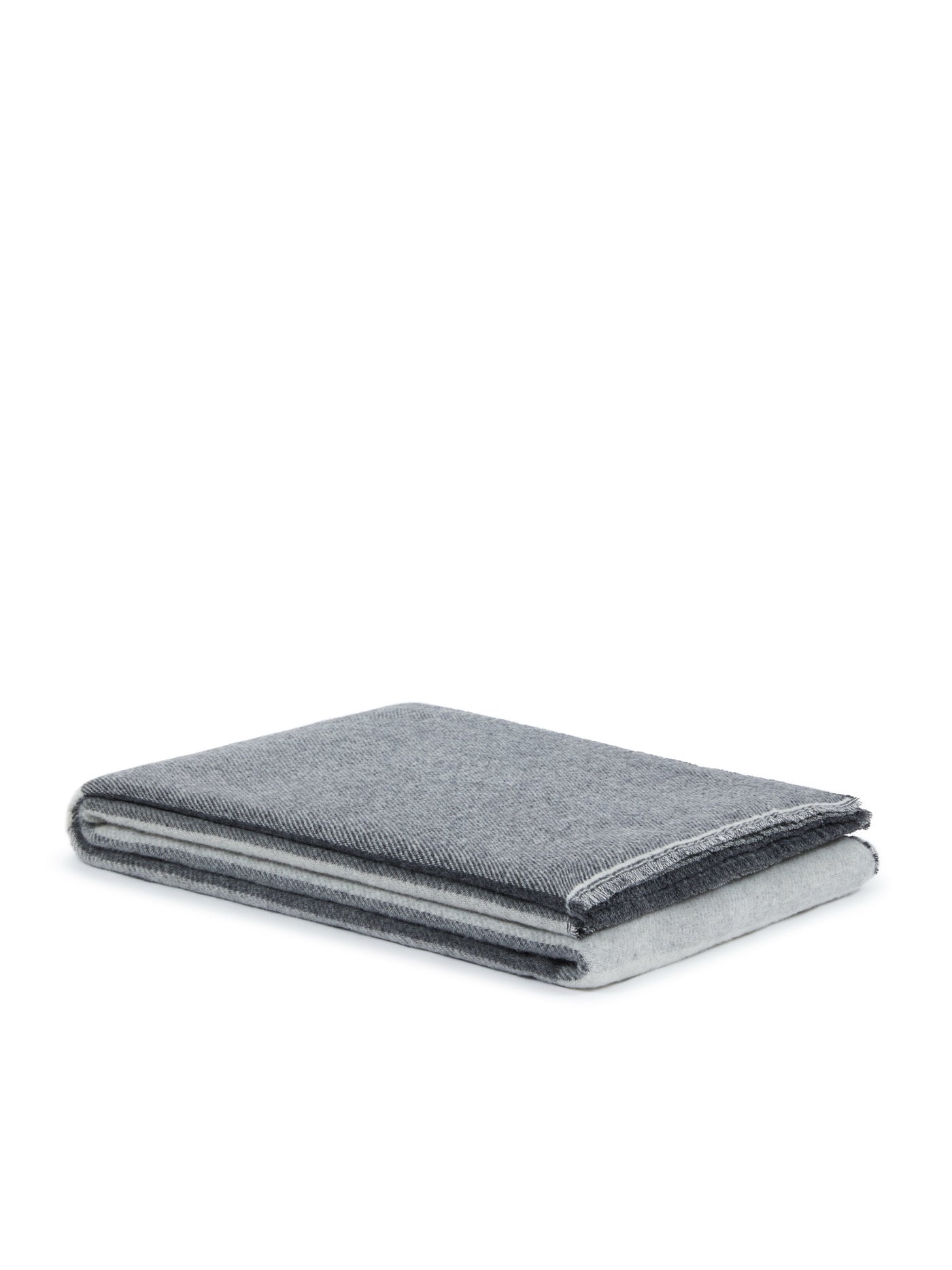 Lanerossi Ascot throw folded flat, charcoal herringbone weave with contrast ivory border.