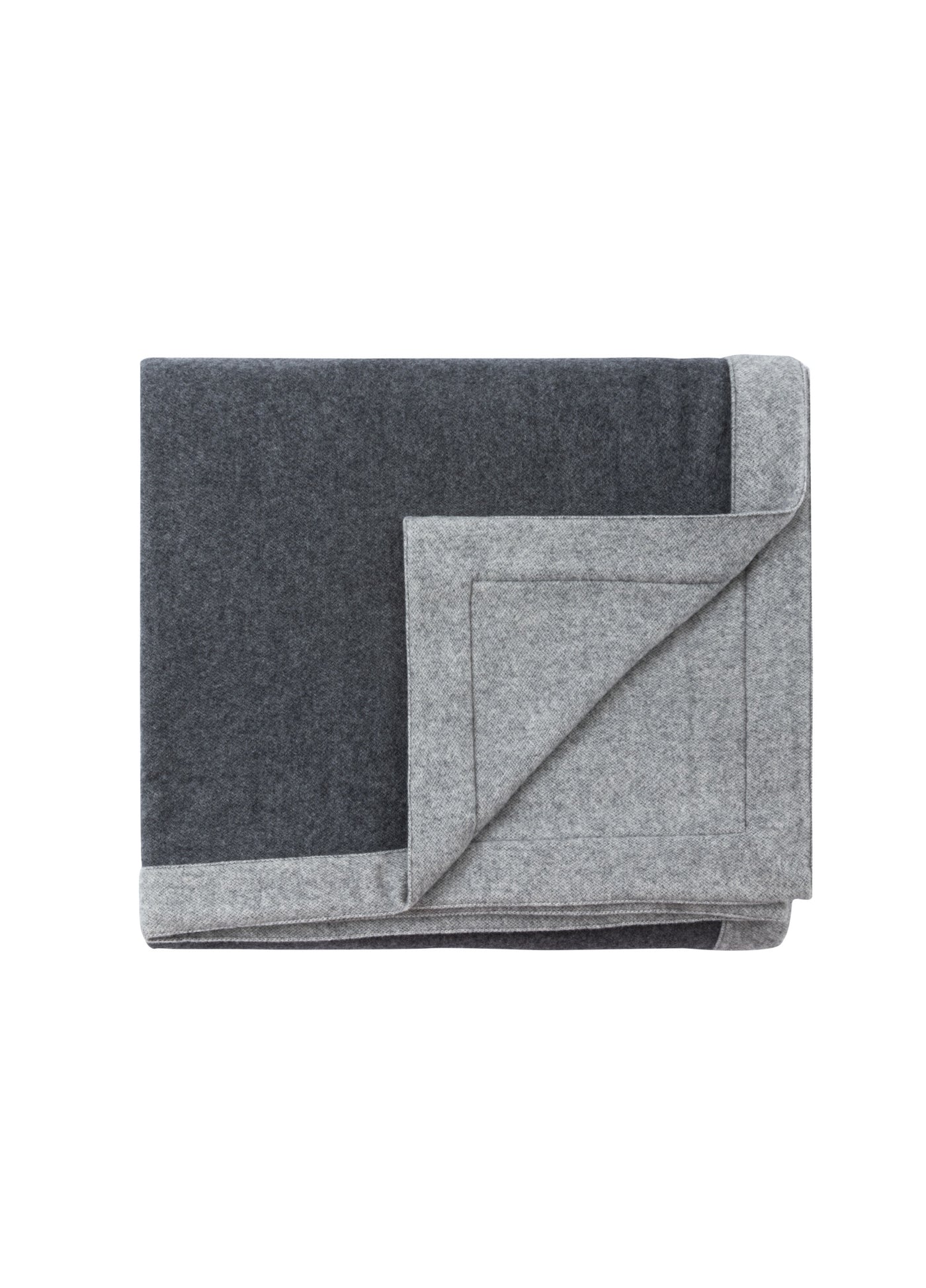 Lanerossi Afrodite blanket folded, showing charcoal and light grey reversible wool sides.