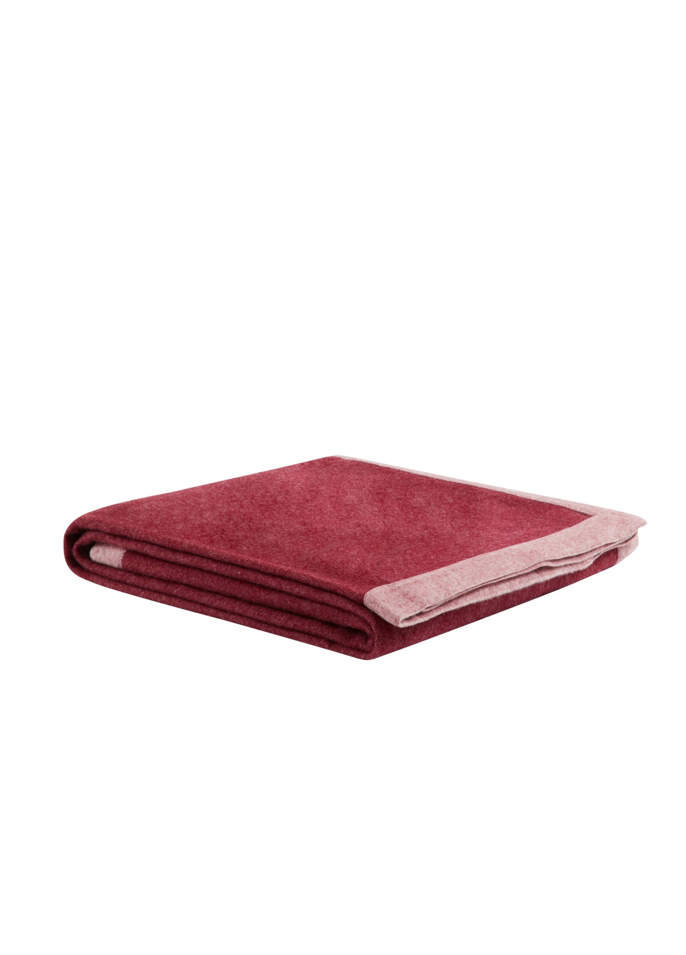 Lanerossi Afrodite blanket folded, crimson wool with blush reverse edge visible.