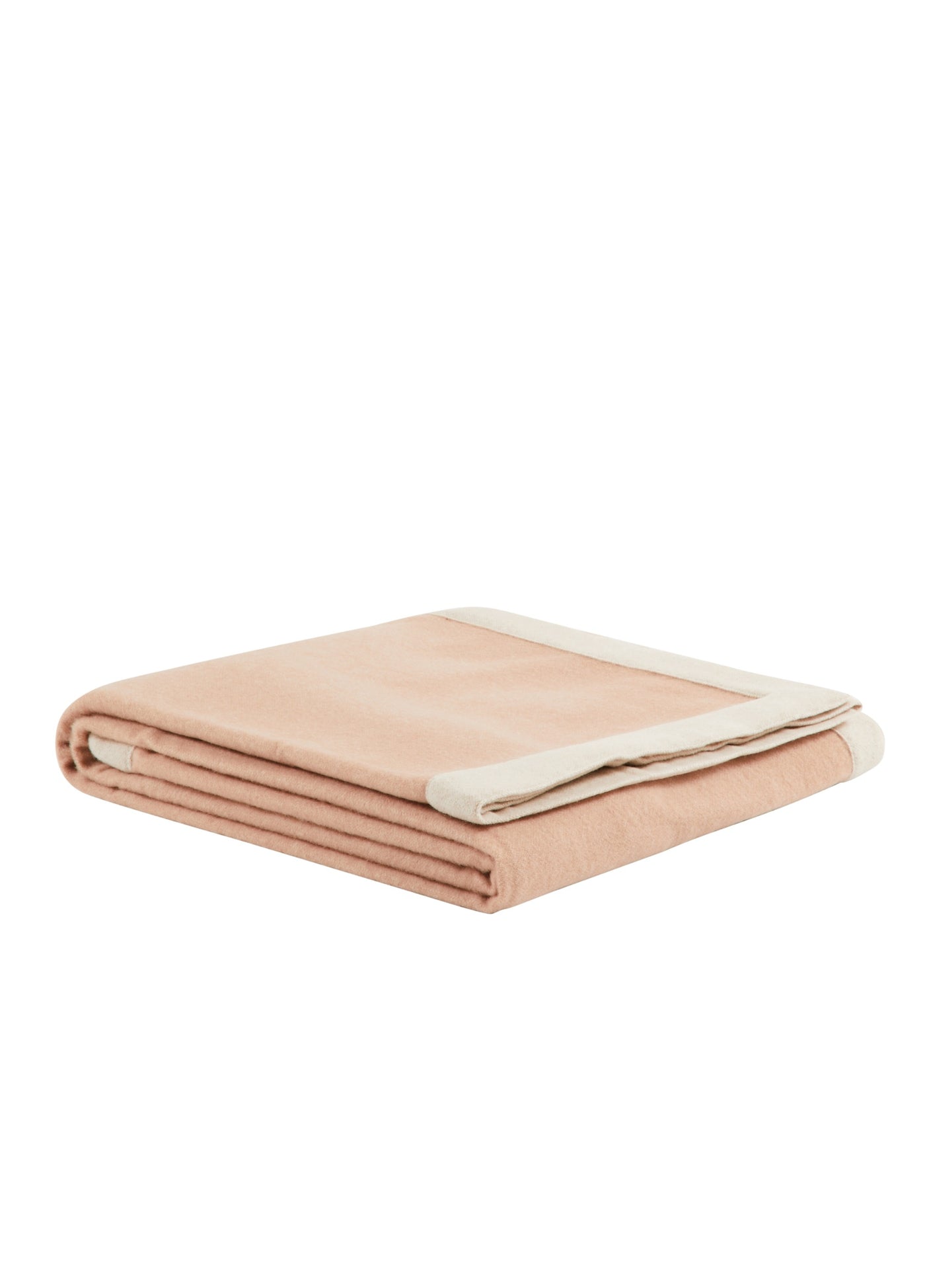 Lanerossi Afrodite blanket folded, blush with ivory border trim visible.