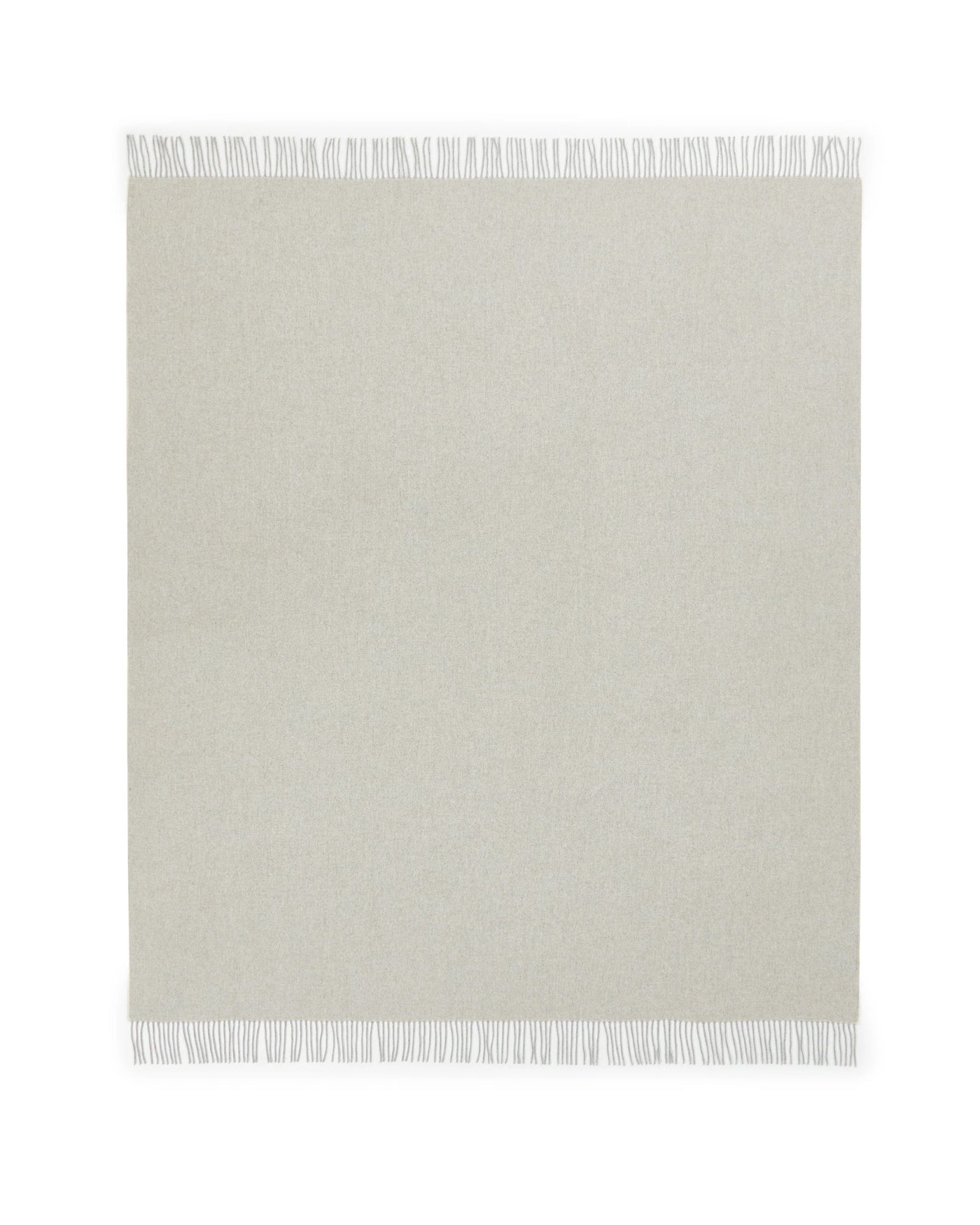 Lanerossi Cassiopea throw in ivory, flat lay showing fringe trim detail.