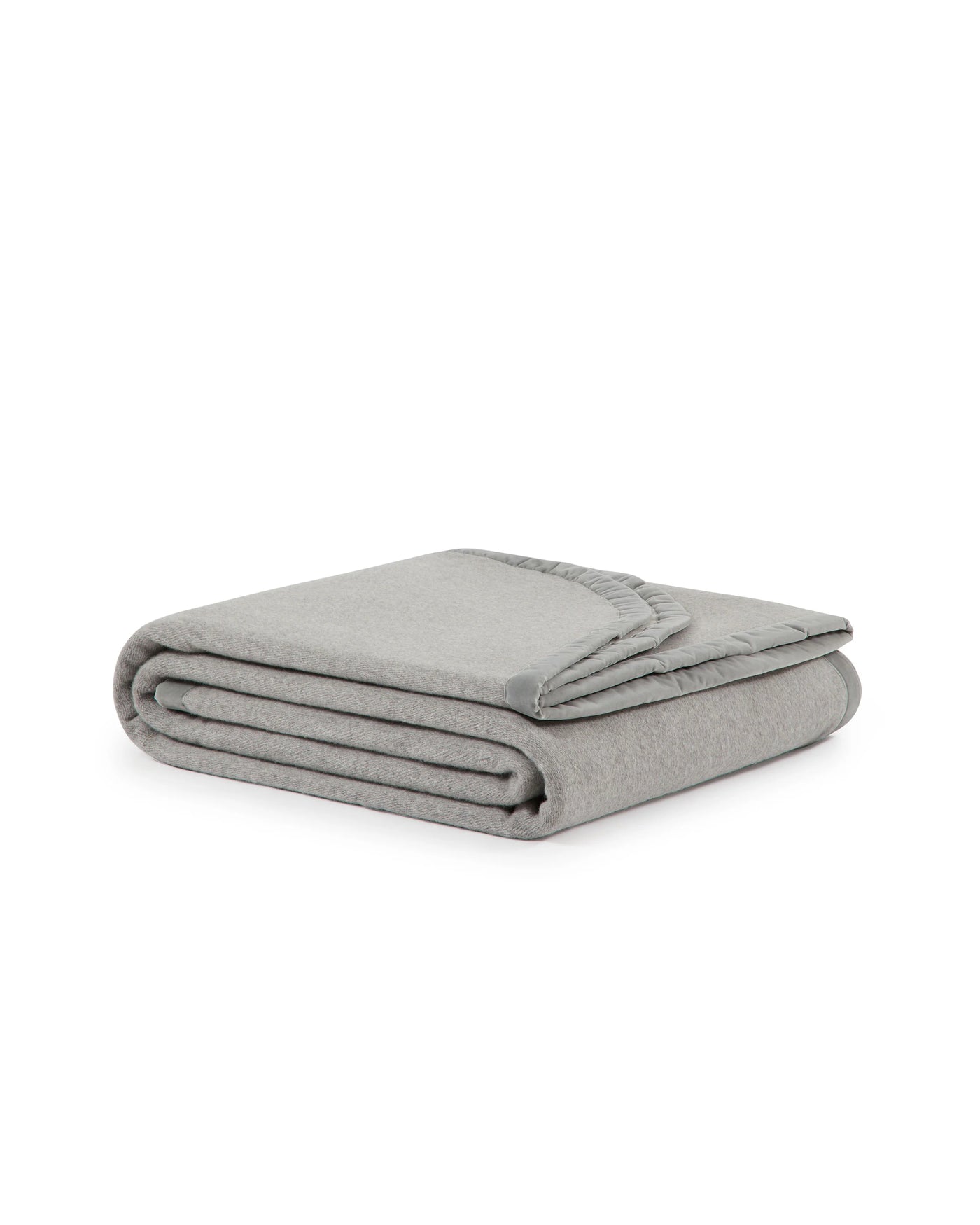 Lanerossi Color thermo blanket folded in silver-grey, showing elastic corner detail.