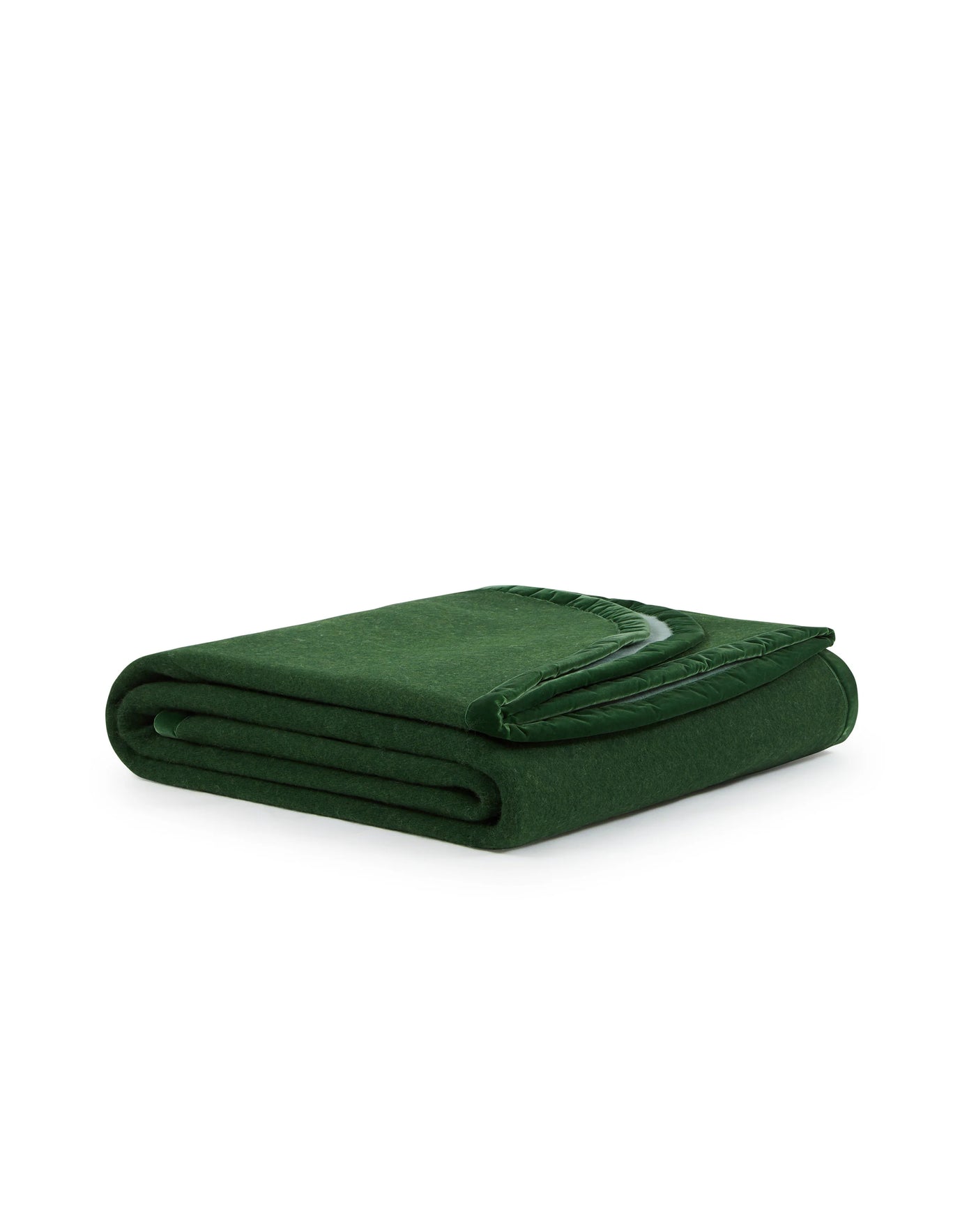 Lanerossi Color Thermo blanket folded in forest green, showing blanket binding detail.