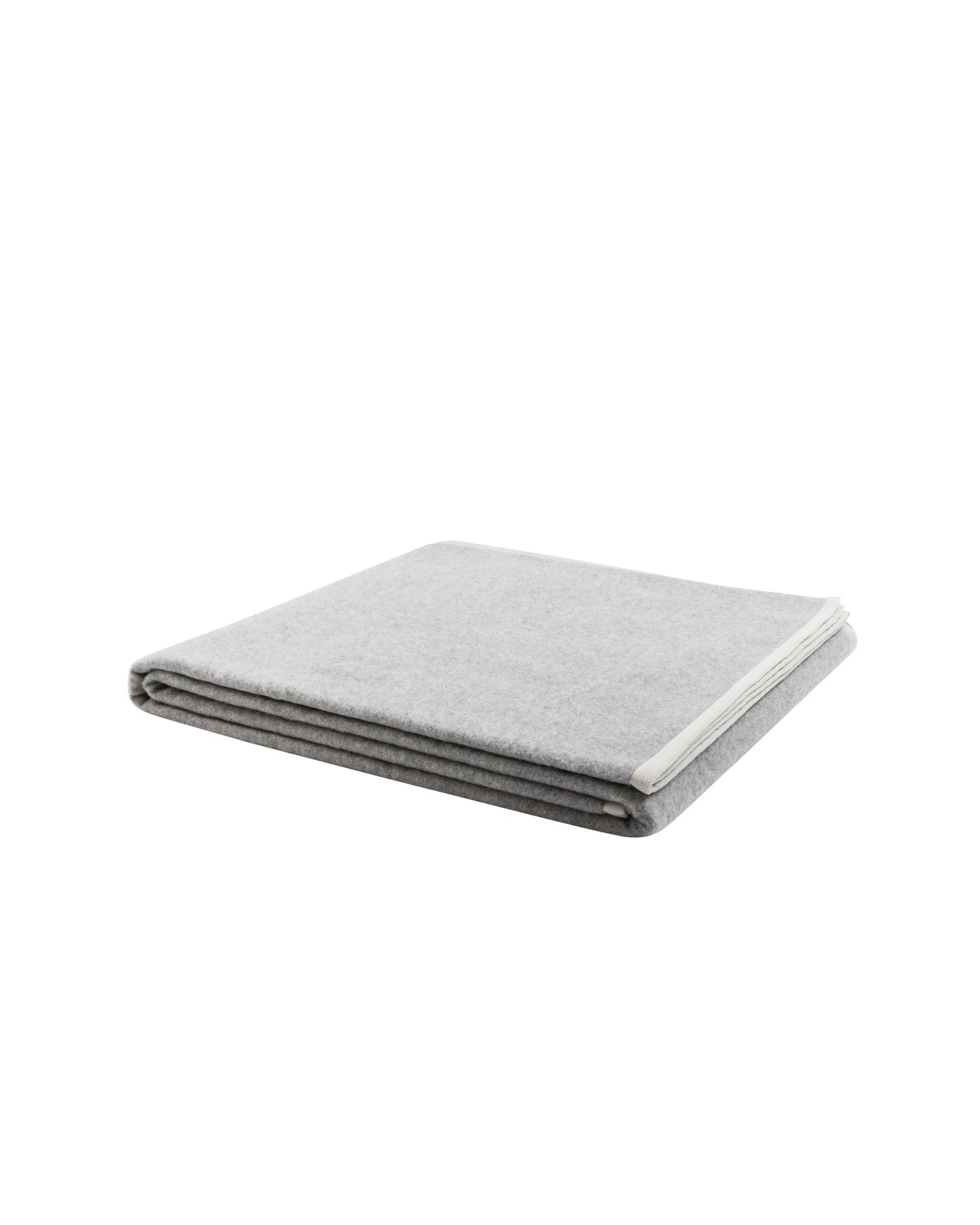 Lanerossi Cortina blanket folded, silver grey wool with ivory trim edge visible.