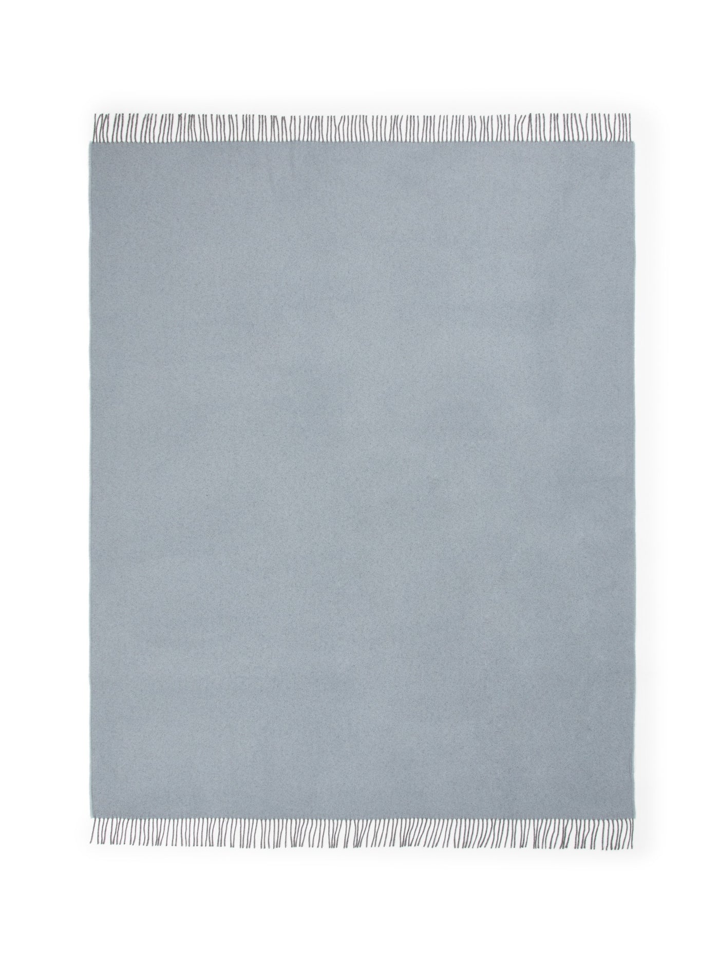 Lanerossi Everest Colour throw in pale blue with fringe trim, flat lay view.