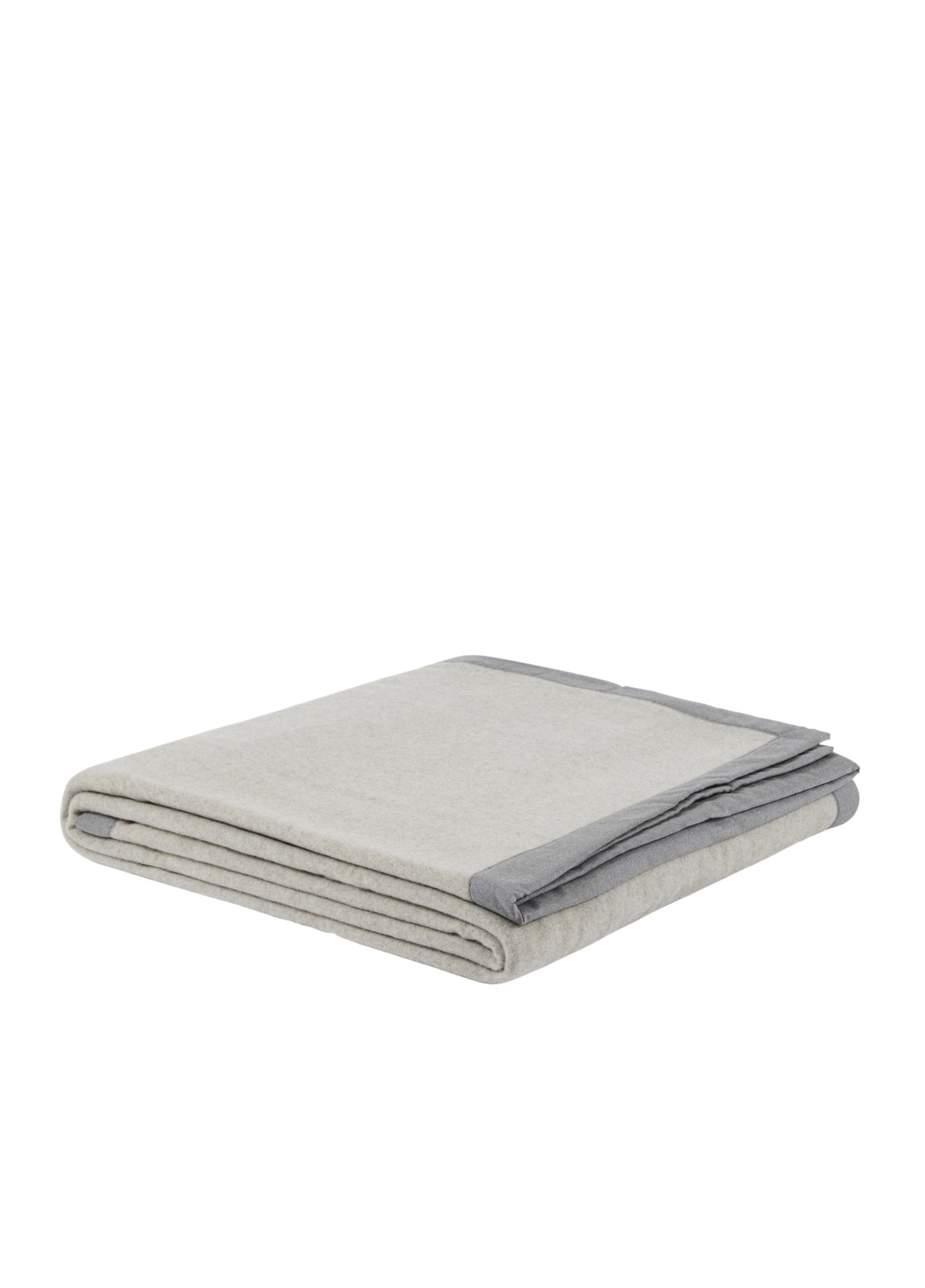 Lanerossi Geisha blanket folded, silver-grey body with charcoal border detail.