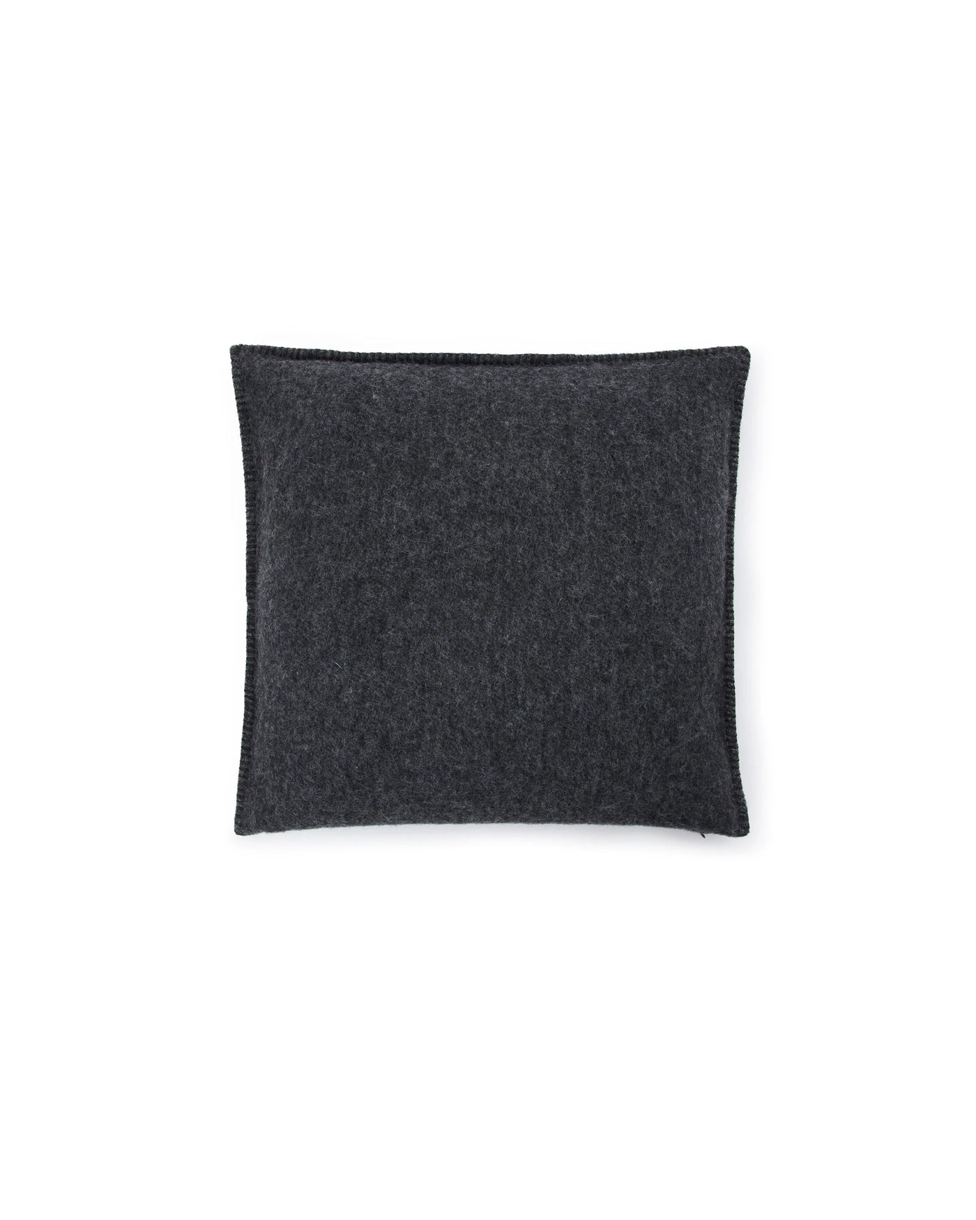 Lanerossi Southland cushion in charcoal, showing blanket-stitched edge detail.