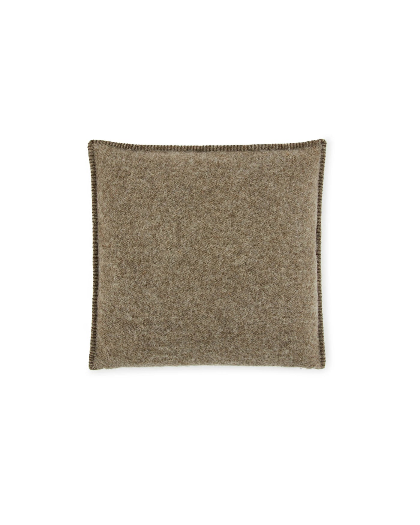 Lanerossi Southland cushion reverse side, olive boiled wool with blanket-stitch border.