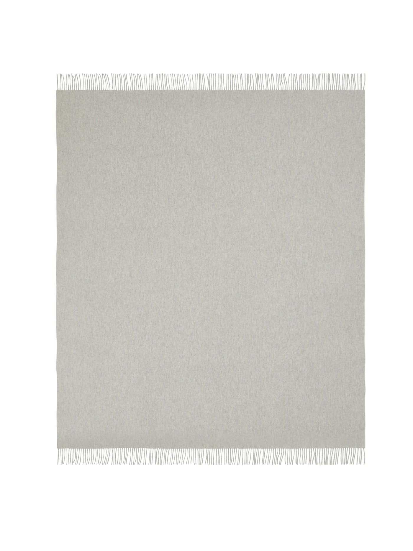Lanerossi Ulisse throw in silver-grey, flat lay showing fringe trim along top and bottom edges.